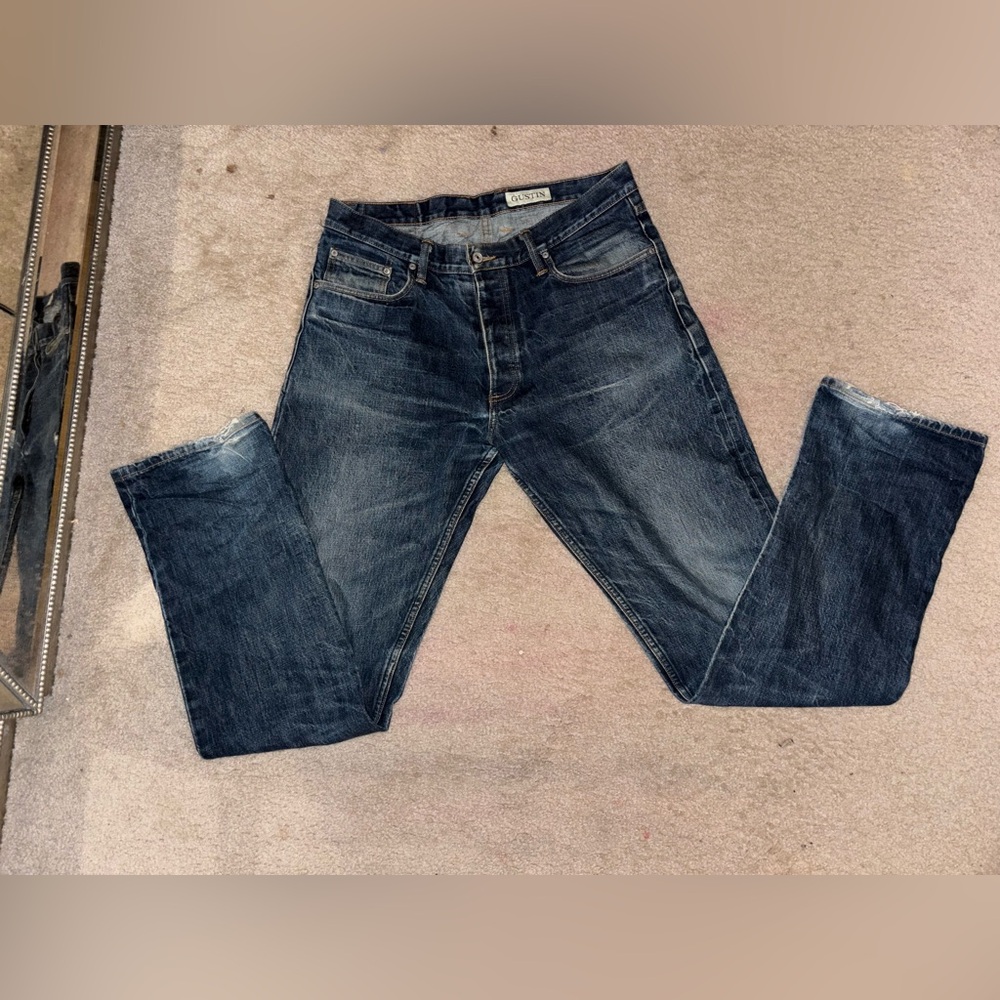 GUSTIN #75 Okayama Straight Jeans Mens Size 38 x 36 Japanese Selvedge Button Fly - Picture 6 of 13